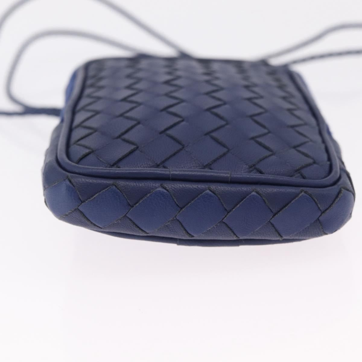 Bottega Veneta Zip Around Intrecciato Nappa Navy Leather Handbag (Pre-Owned)