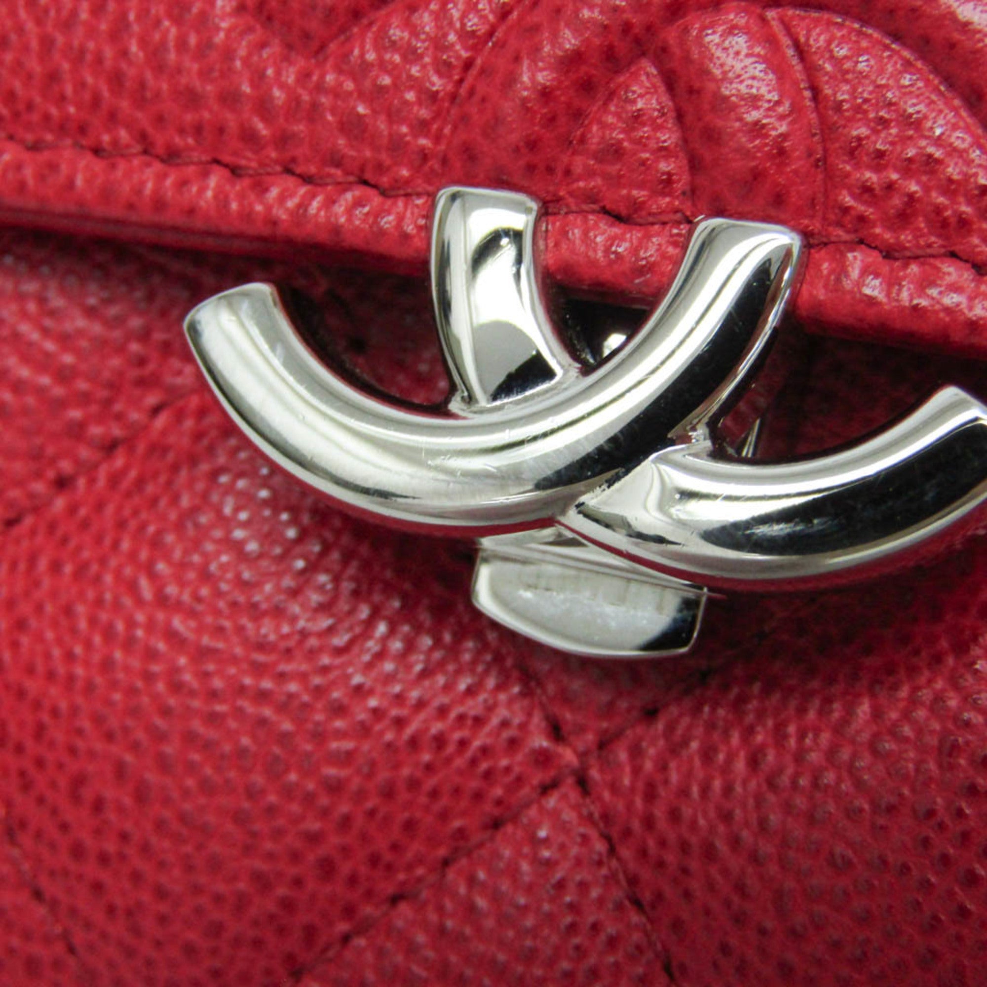 Chanel Cc Box Gusset Flap Quilted Calfskin Red Leather Wallets Accessory (Pre-Owned)