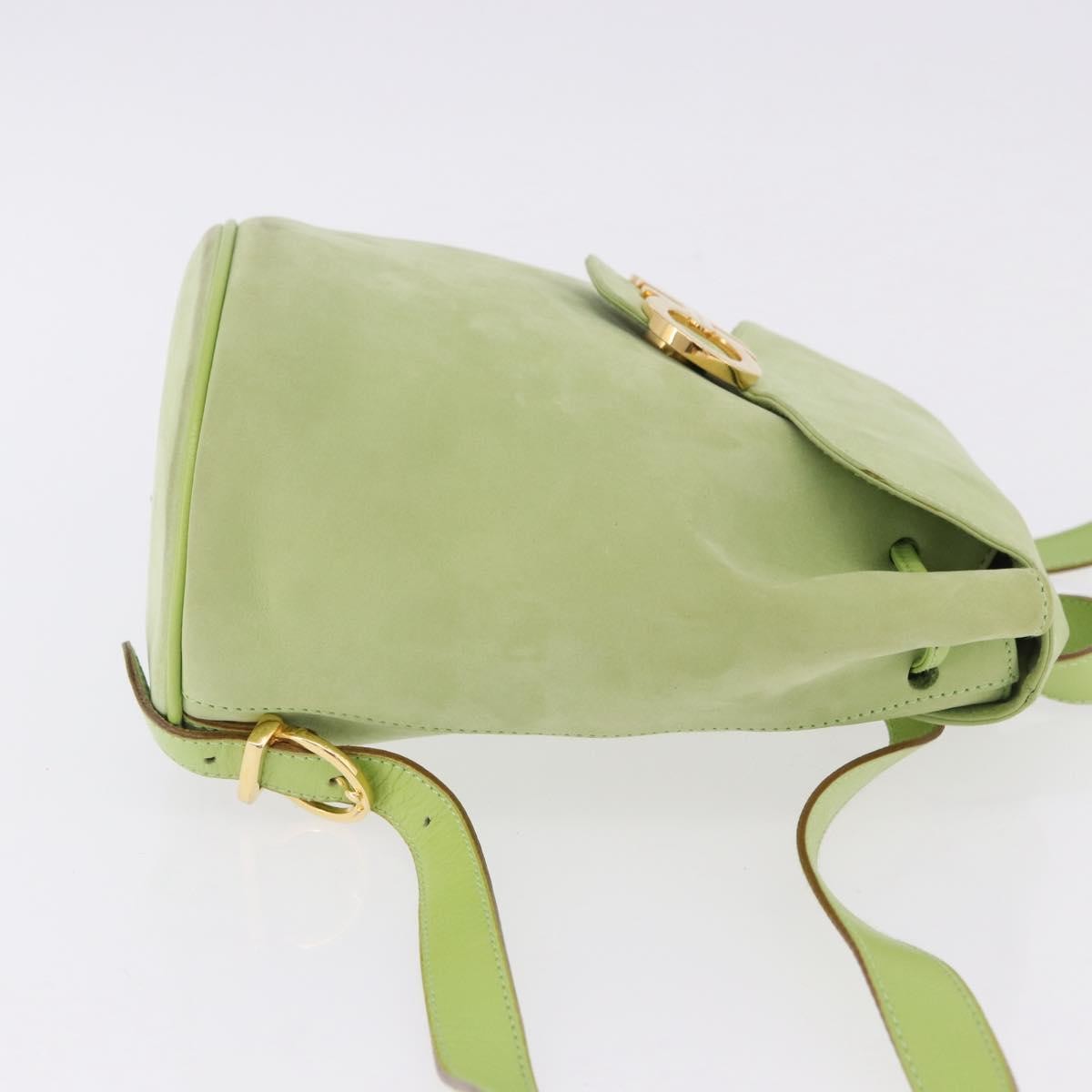 Salvatore Ferragamo Gancini Suede Green Suede Backpack Bag (Pre-Owned)
