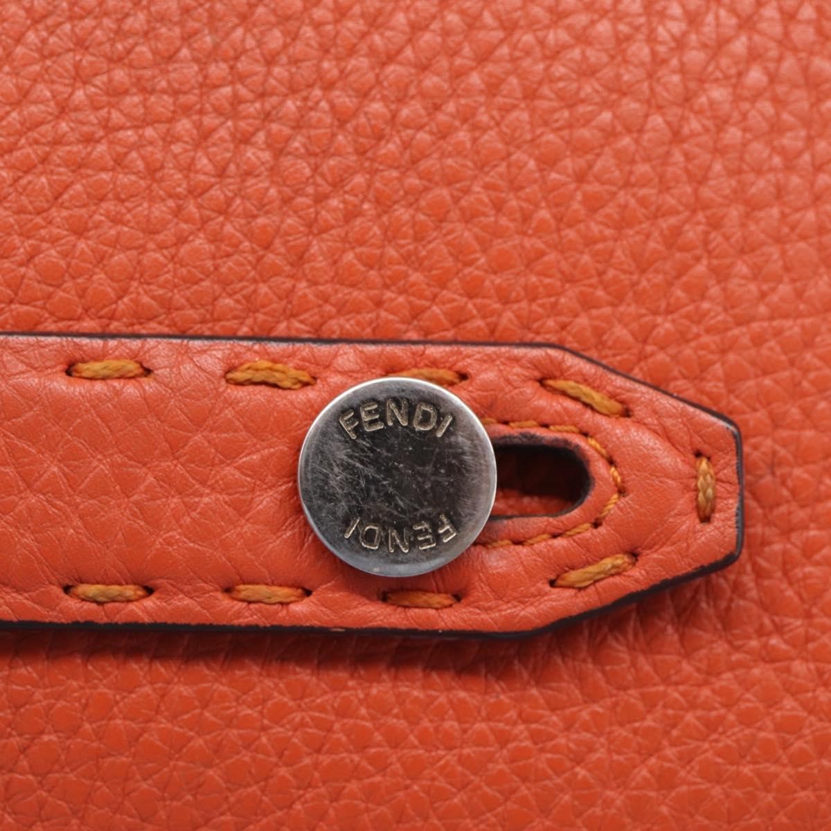 Fendi Selleria Zip Clutch Leather Orange Leather Clutche & Pouche Bag (Pre-Owned)