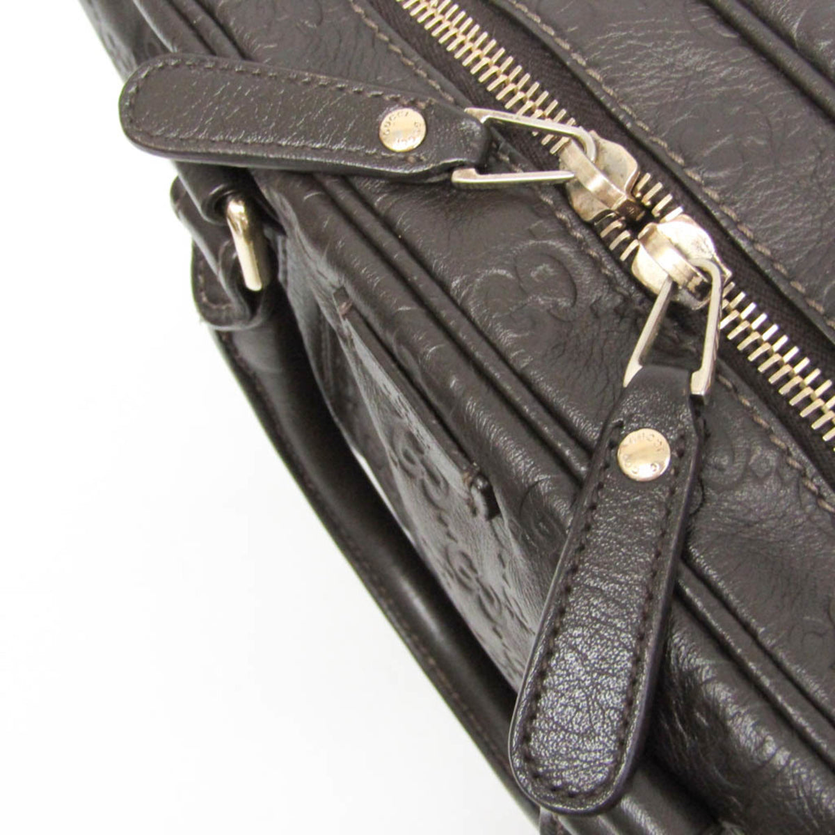 Gucci Convertible Guccissima Leather Brown Leather Briefcase Bag (Pre-Owned)