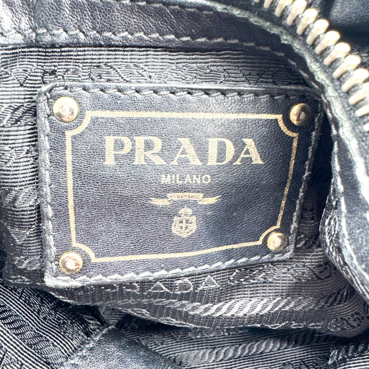 Prada Gaufre Nappa Leather Black Nylon Tote Bag Bag (Pre-Owned)