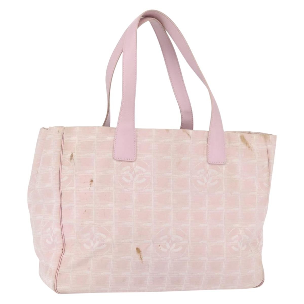 Chanel Travel Line Tote Nylon Pink Nylon Tote Bag Bag (Pre-Owned)