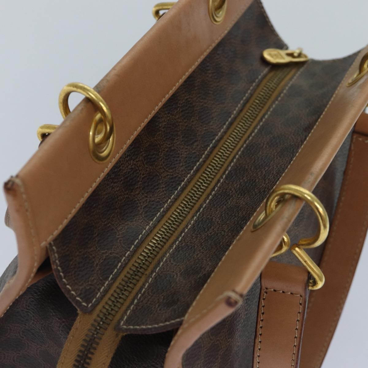Celine Vintage Macadam Canvas And Leather Brown Canvas Handbag (Pre-Owned)