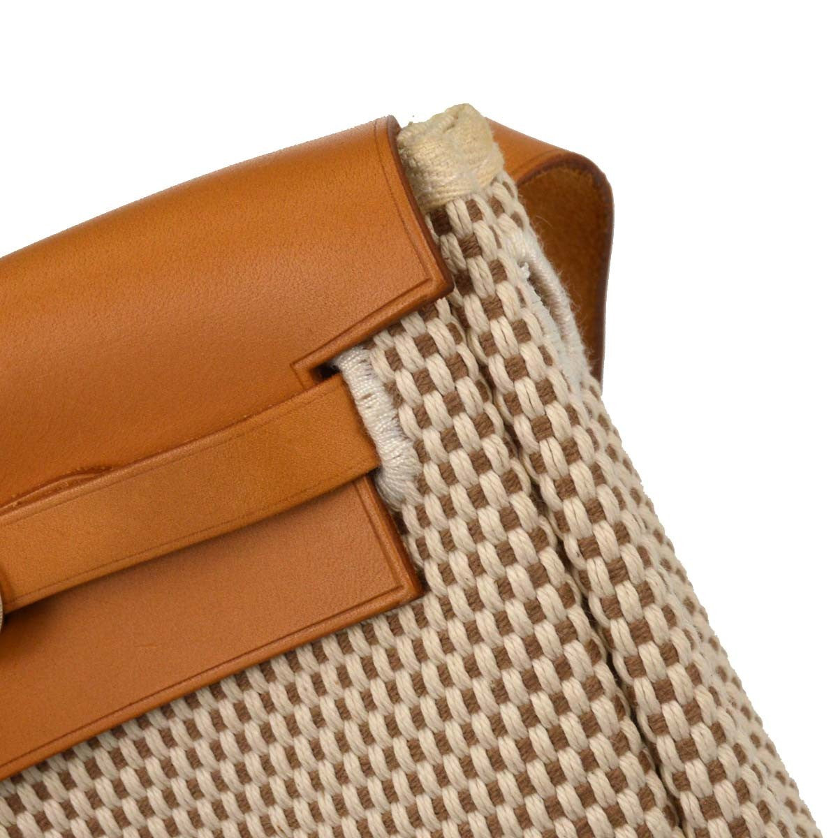 Hermes Herbag Toile And Leather Beige Canvas Handbag (Pre-Owned)