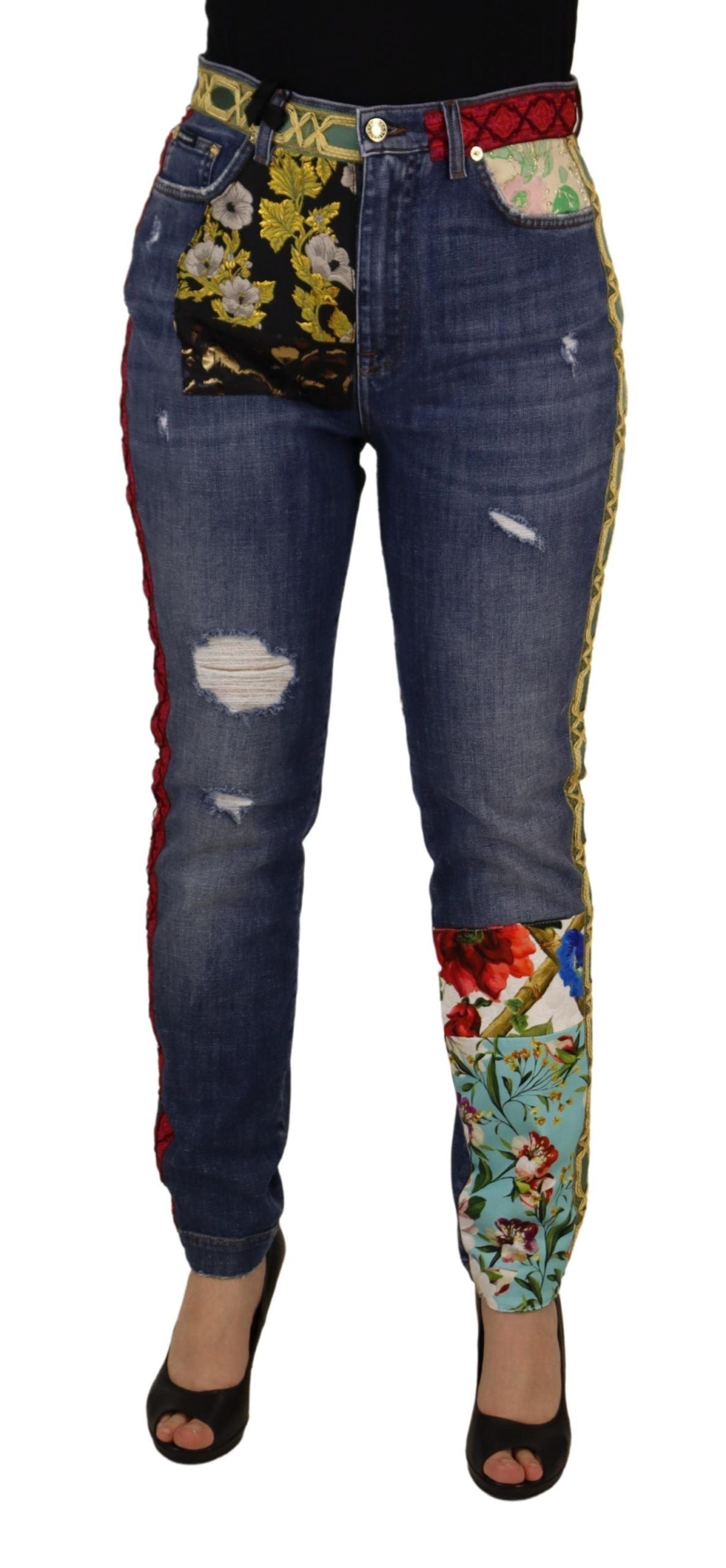 Dolce & Gabbana High Waist Patchwork Skinny Women's Denim