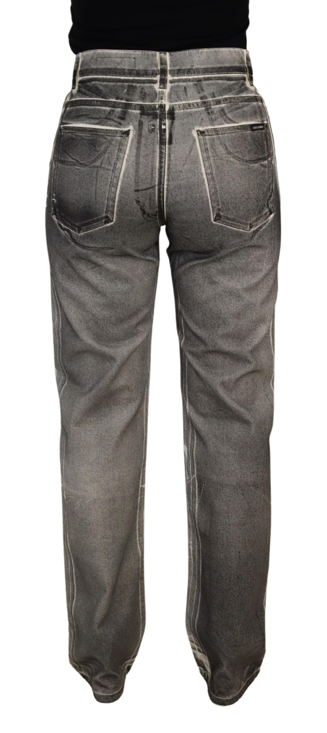Dolce & Gabbana Grey Washed High Waist Denim Pants Cotton Women's Jeans
