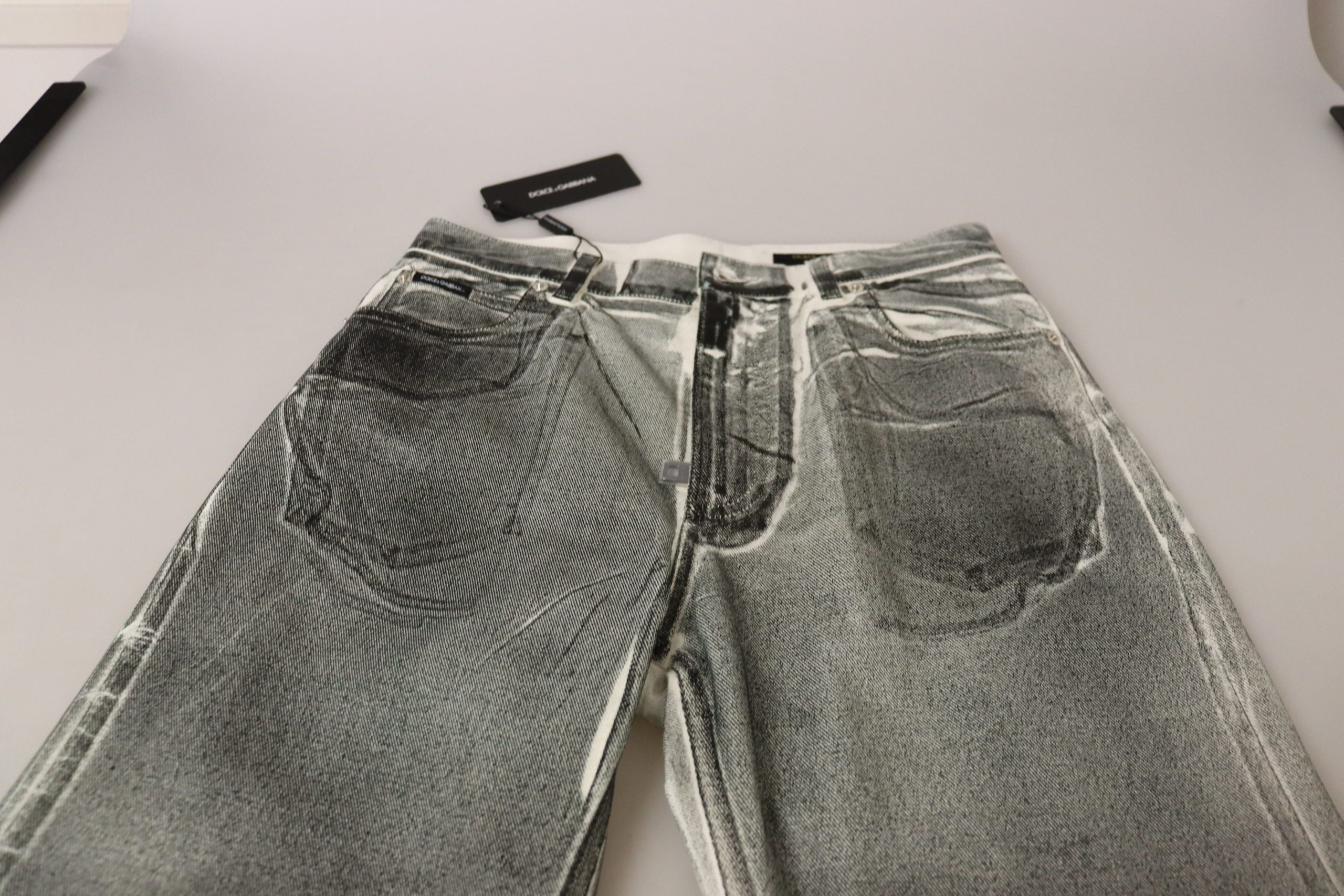 Dolce & Gabbana Grey Washed High Waist Denim Pants Cotton Women's Jeans