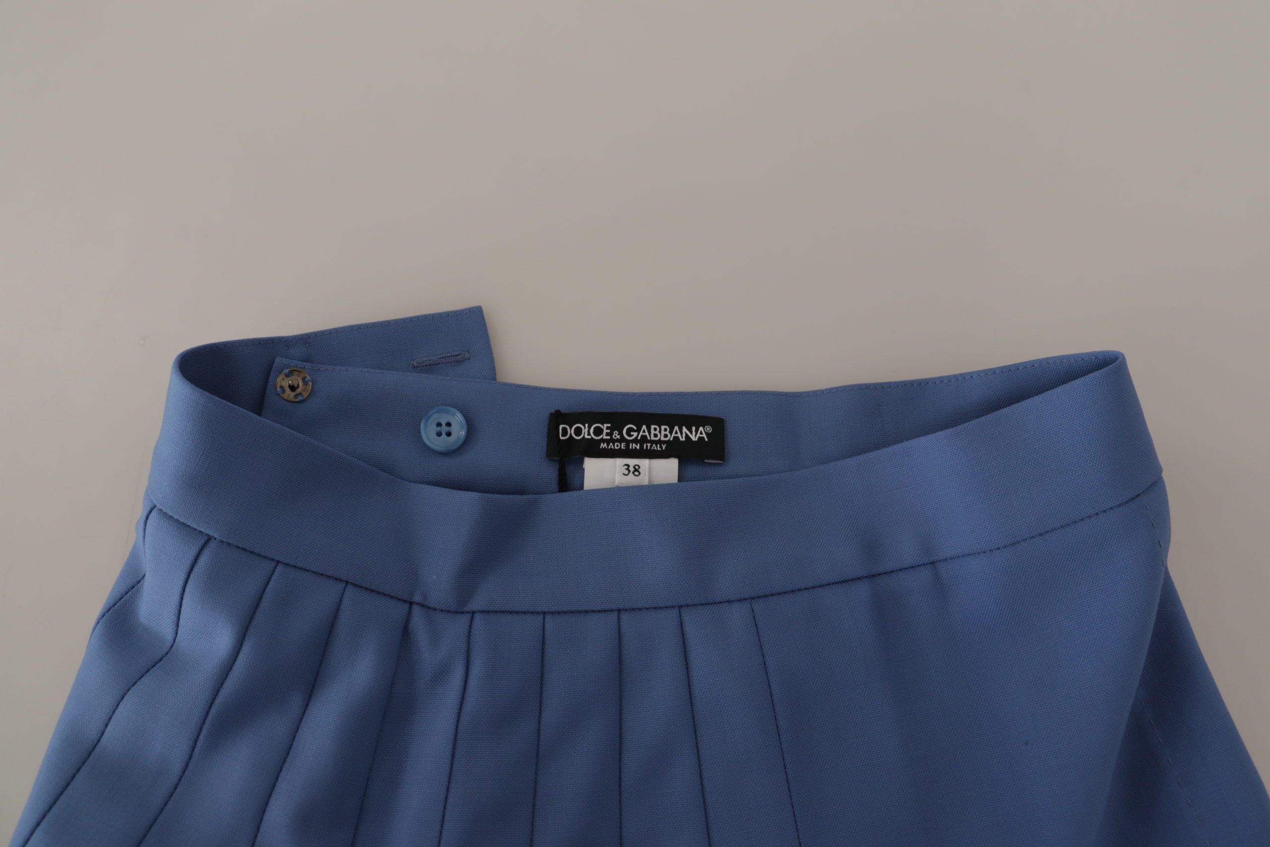 Dolce & Gabbana Blue Embellished Pleated Mini Skirt Women's Wool