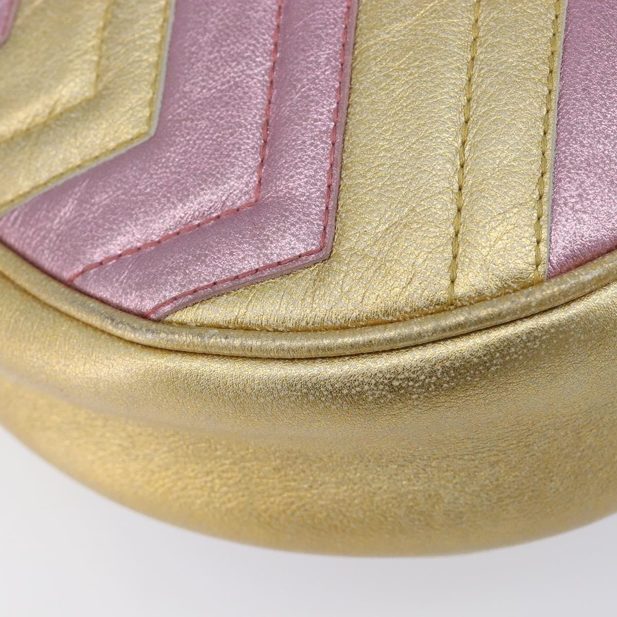 Gucci Gg Marmont Round Matelasse Leather Gold Leather Shoulder Bag Bag (Pre-Owned)