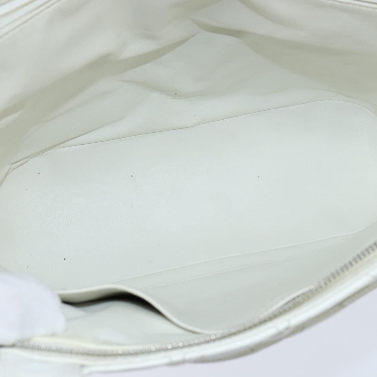 Chanel Vintage Cc Zip Around Bowler Quilted Caviar White Leather Tote Bag Bag (Pre-Owned)