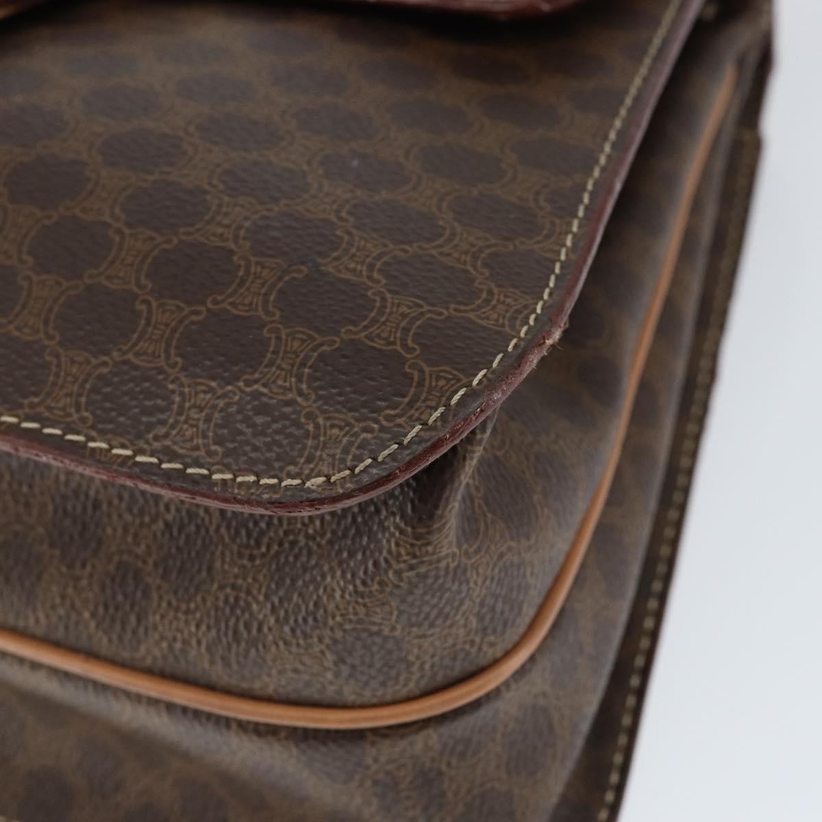 Celine Vintage Macadam Canvas Brown Pvc Handbag (Pre-Owned)
