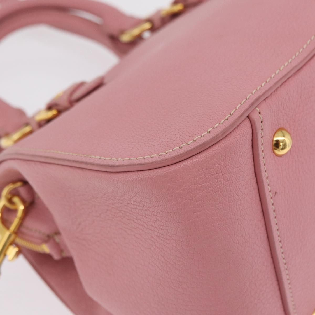 Miu Miu Madras Bowler Leather Pink Leather Handbag (Pre-Owned)