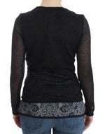 Ermanno Scervino Deep V-neck Black Wool Blend Women's Sweater