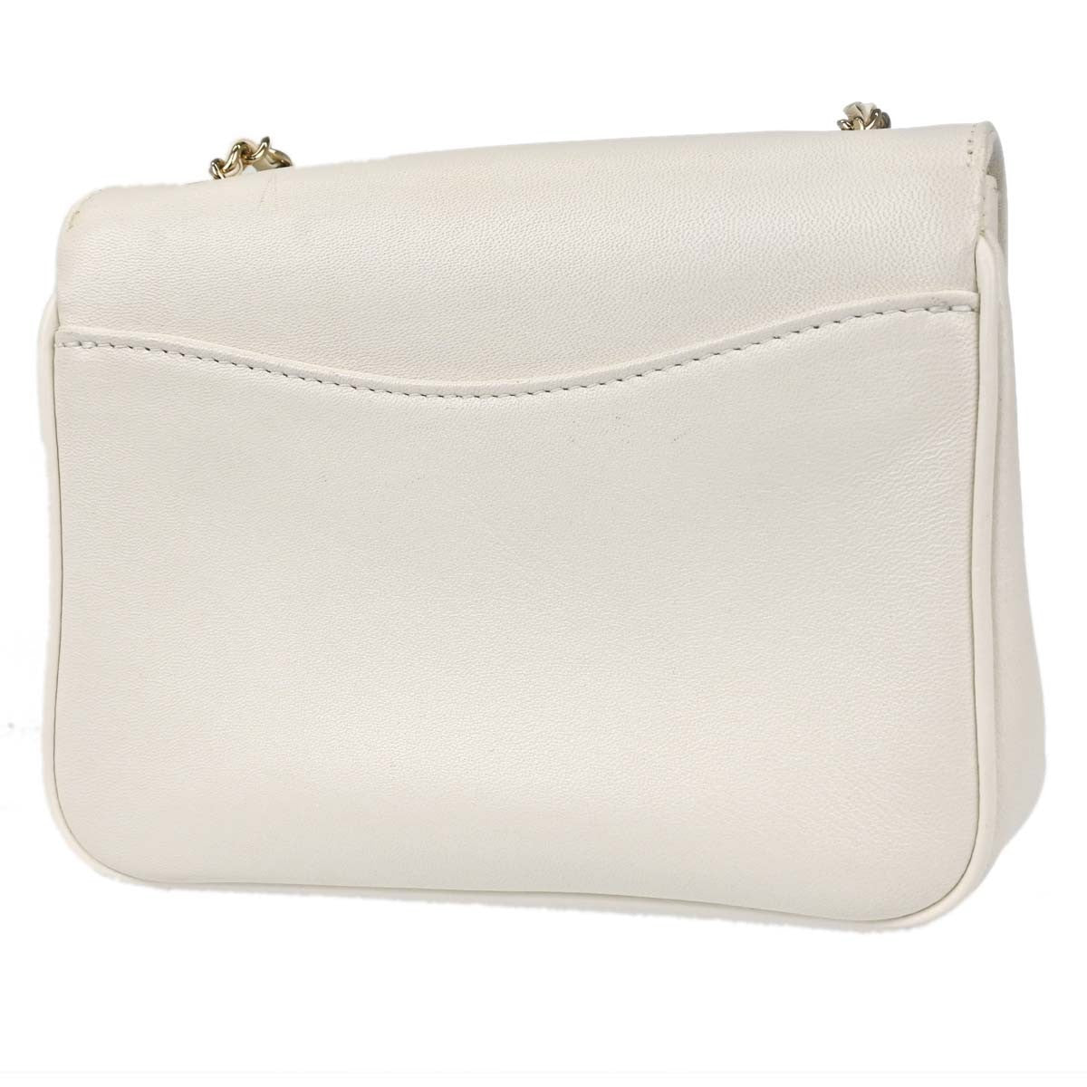 Chanel Cc Mania Flap Lambskin White Leather Shoulder Bag Bag (Pre-Owned)