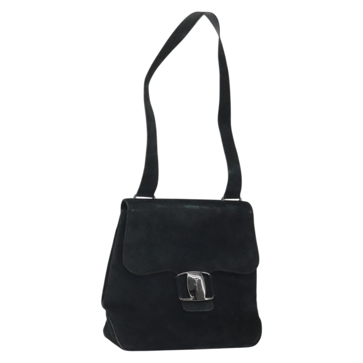 Salvatore Ferragamo Vala Suede Black Suede Shoulder Bag Bag (Pre-Owned)