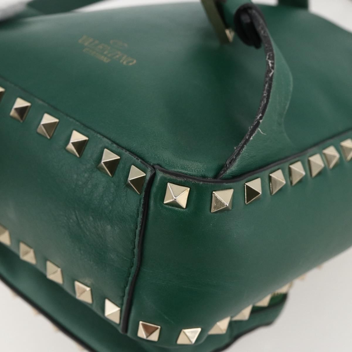 Valentino Garavani Rockstud Leather Green Leather Backpack Bag (Pre-Owned)