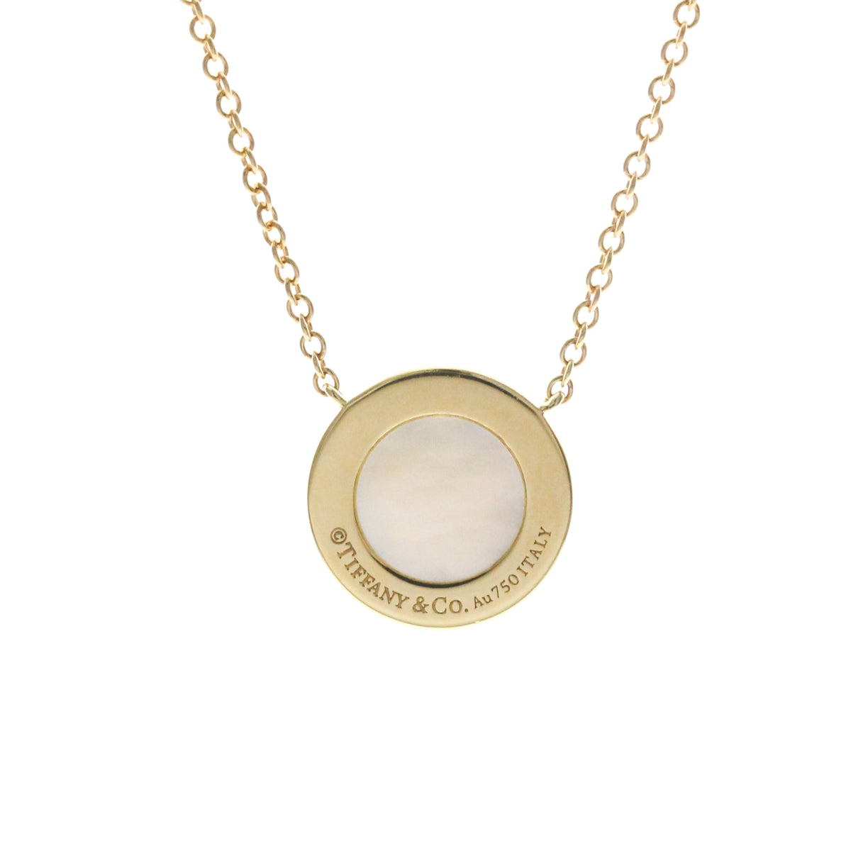 Tiffany & Co. T Circle Pendant 18K Yellow Gold With Diamonds And Mother Of Pearl Gold Yellow_Gold Necklace Jewelry (Pre-Owned)