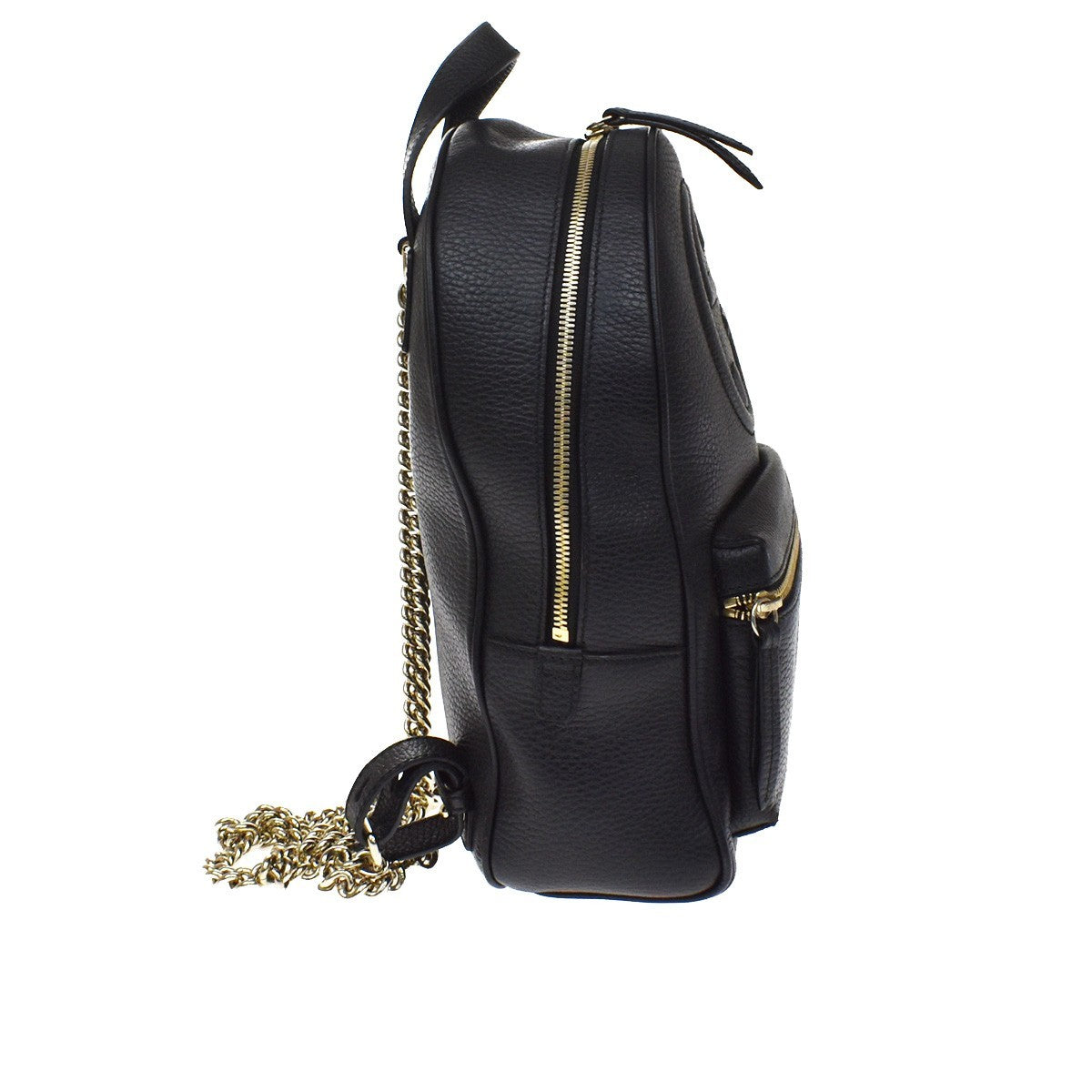 Gucci Soho Chain Leather Black Leather Backpack Bag (Pre-Owned)