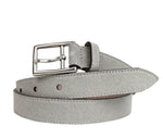 Gucci Men's Silver Light Gray Fabric Leather Belt Buckle 368193 1417