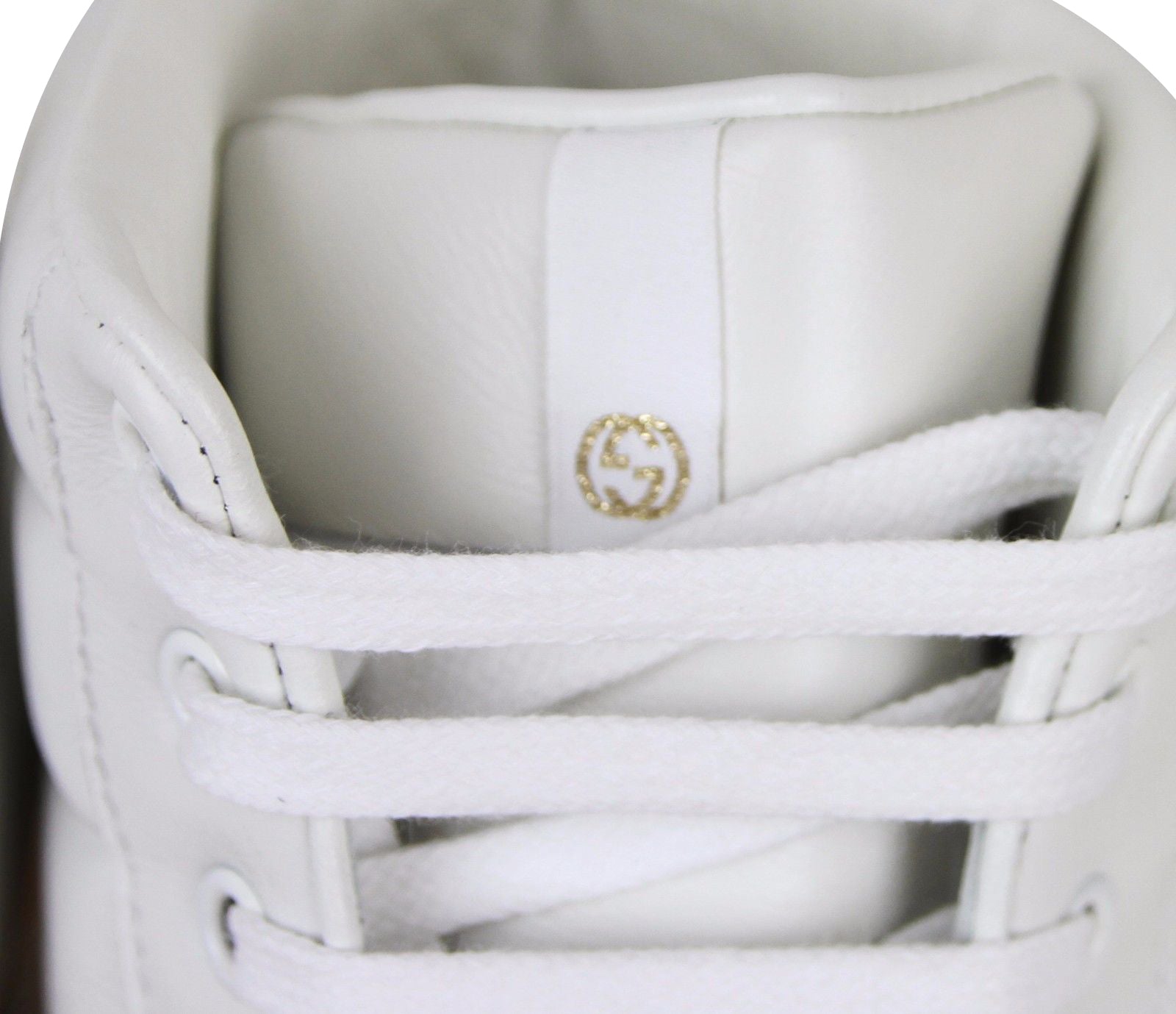 Gucci Men's High top Contrast Padded White / Gold Leather Sneaker (10 G / 10.5 US)