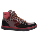 Gucci Contrast Combo Dark Red Patent Leather / Suede High top Sneaker 368496 1078