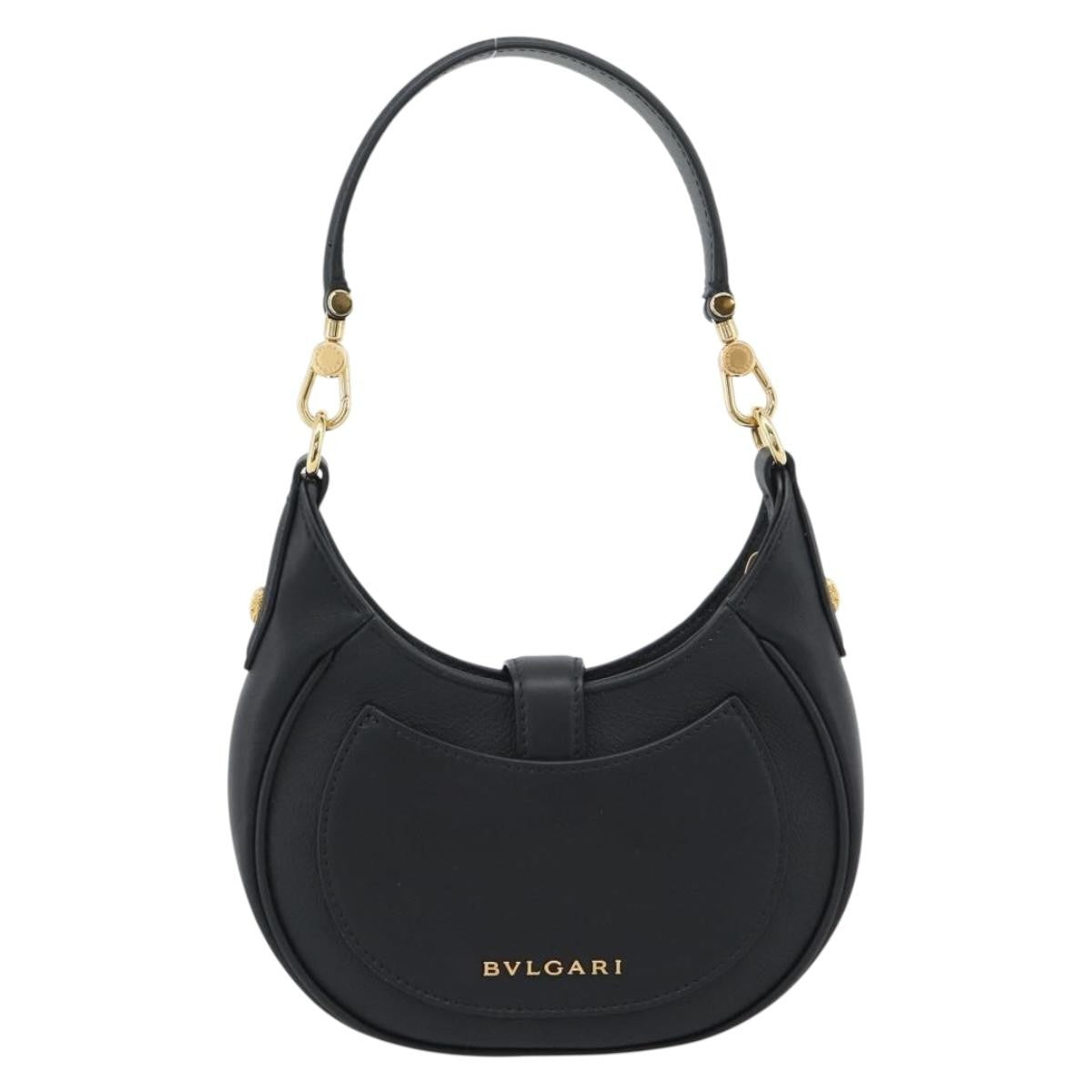 Bvlgari Serpenti Ellipse Leather Black Leather Shoulder Bag Bag (Pre-Owned)