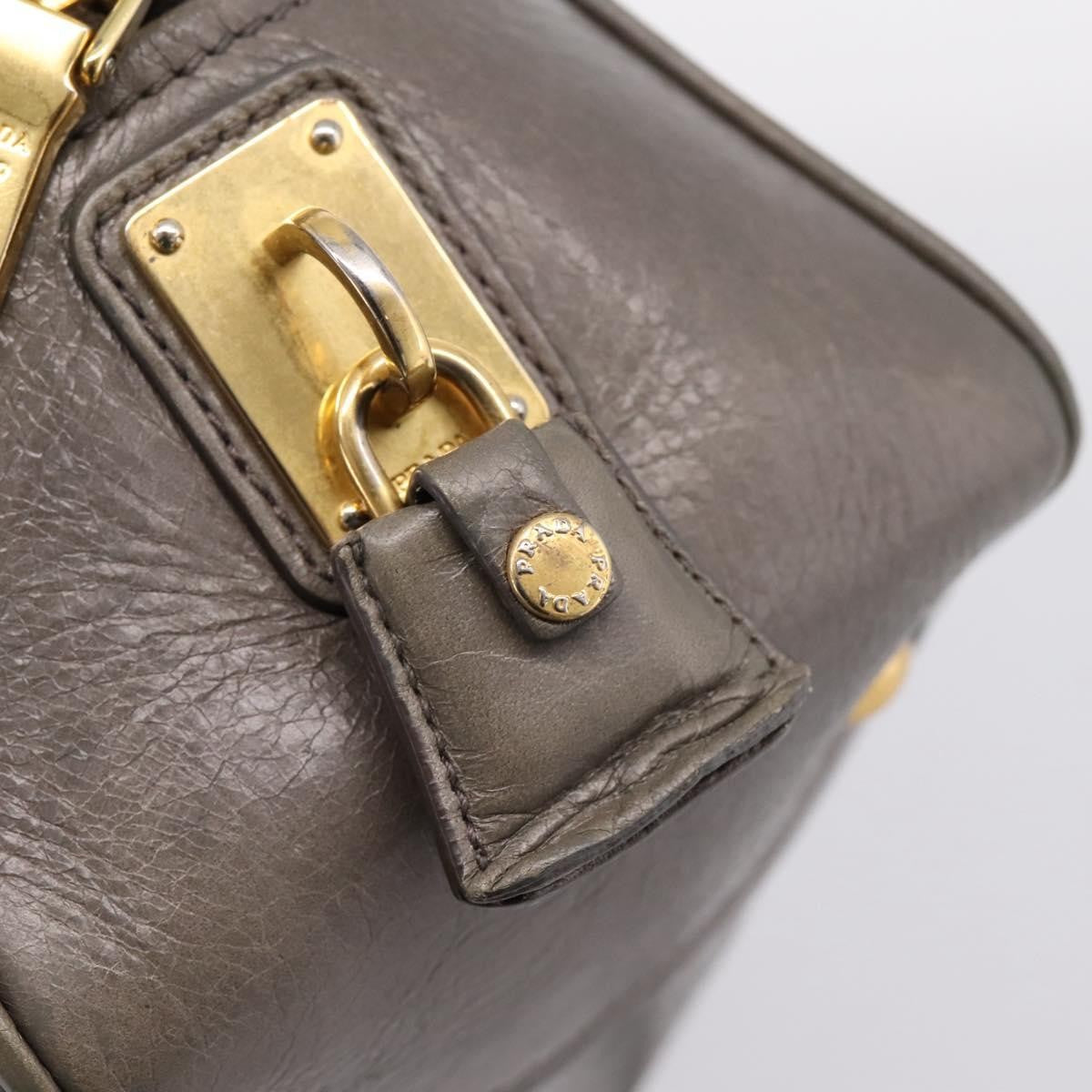 Prada Convertible Bauletto Vitello Shine Gray Leather Handbag (Pre-Owned)