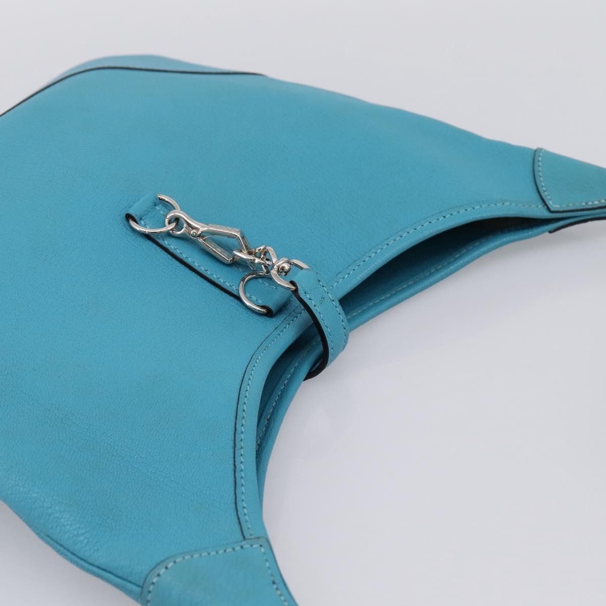 Hermes Trim Clemence Blue Leather Handbag (Pre-Owned)
