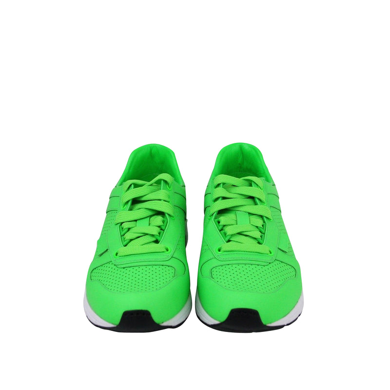 Gucci Men's Running Neon Green Leather Lace Up Sneakers