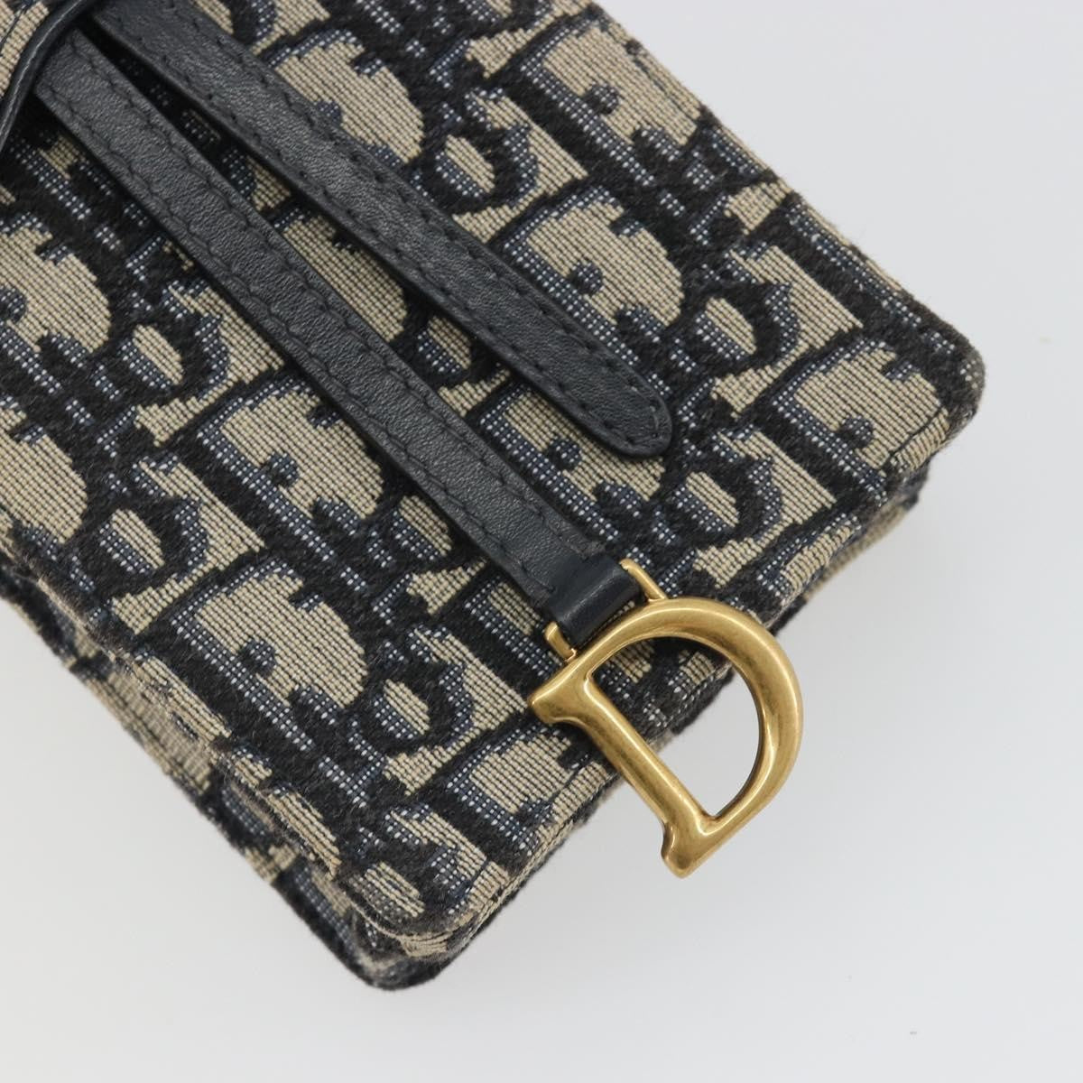 Christian Dior Phone Case Oblique Canvas Navy Canvas Clutche & Pouche Bag (Pre-Owned)