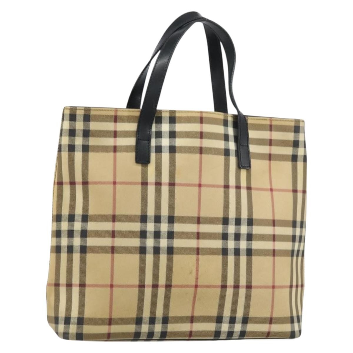 Burberry Nova Check Tote Canvas Check Pattern Beige Canvas Tote Bag Bag (Pre-Owned)