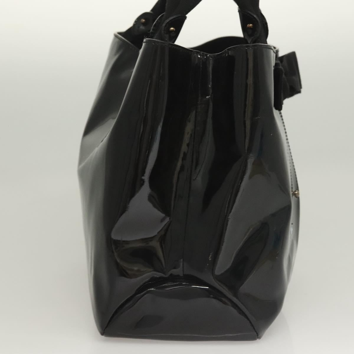Salvatore Ferragamo Vala Patent Leather Black Patent_Leather Handbag (Pre-Owned)