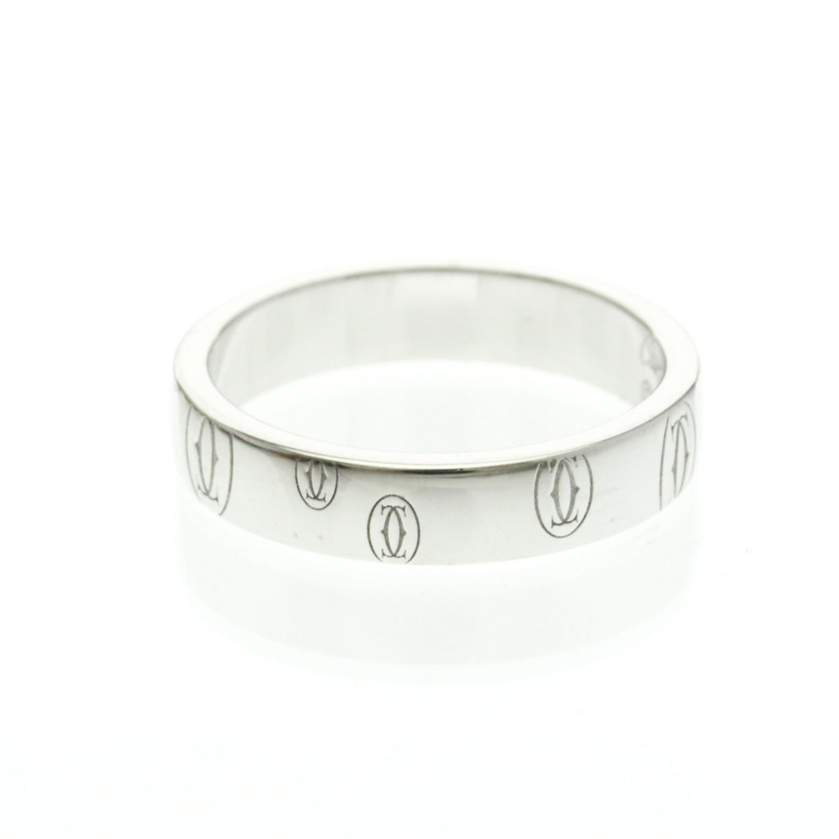 Cartier Logo De Cartier Band 18K White Gold Silver White_Gold Ring Jewelry (Pre-Owned)