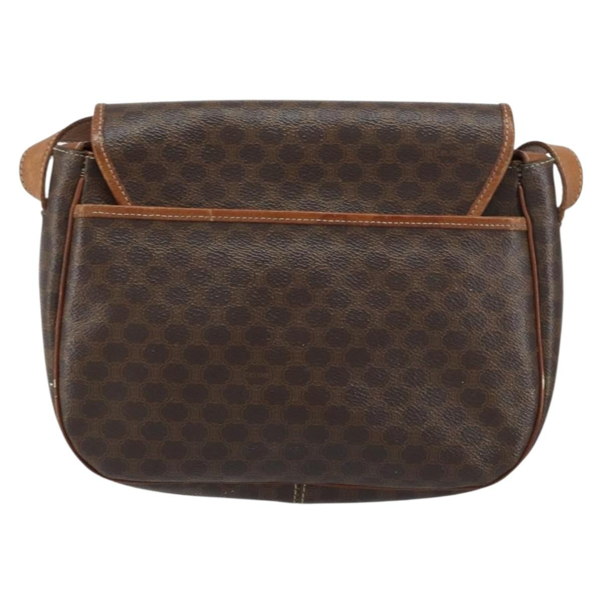 Celine Vintage Macadam Canvas And Leather Brown Canvas Shoulder Bag Bag (Pre-Owned)