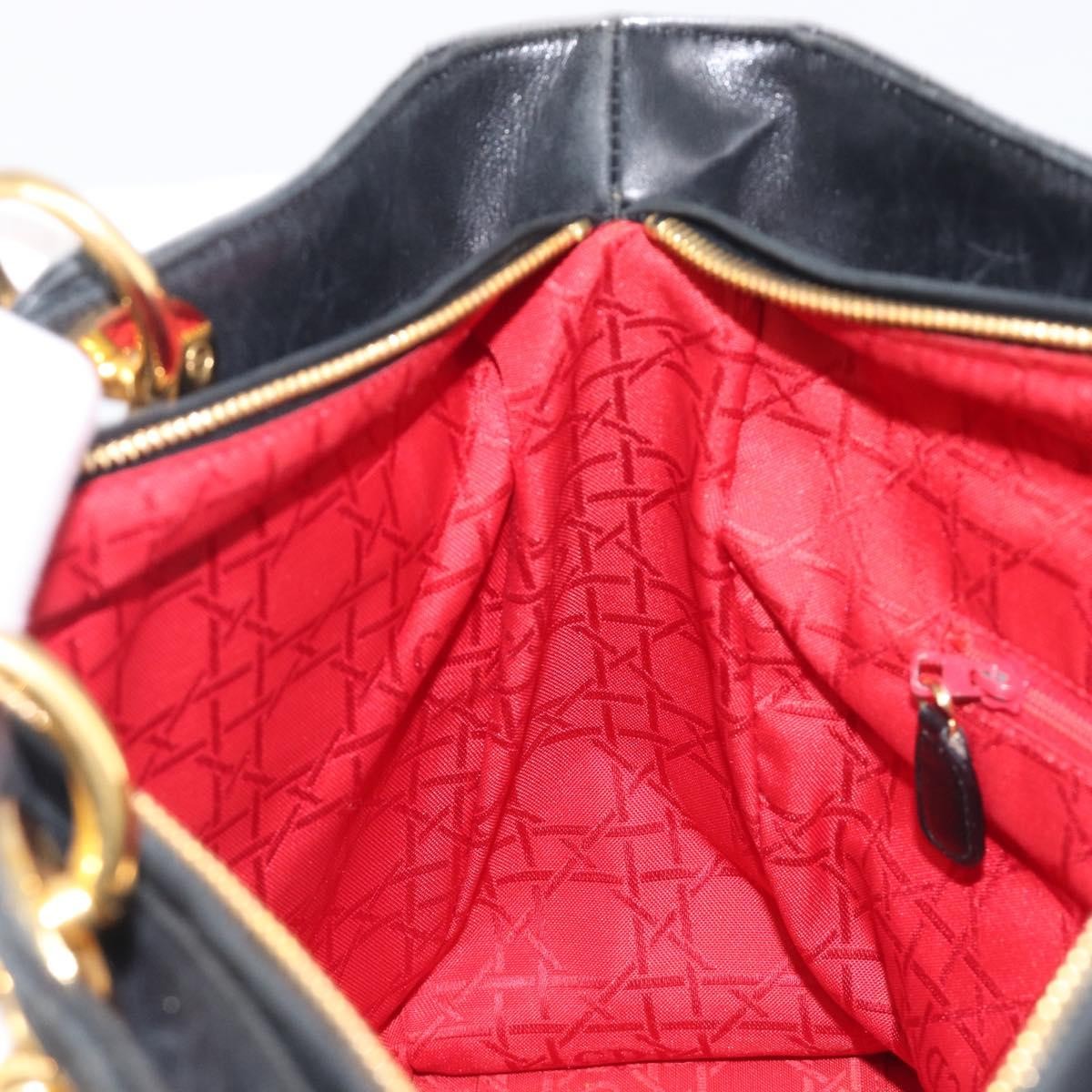 Christian Dior Vintage Lady Dior Cannage Quilt Lambskin Black Leather Handbag (Pre-Owned)
