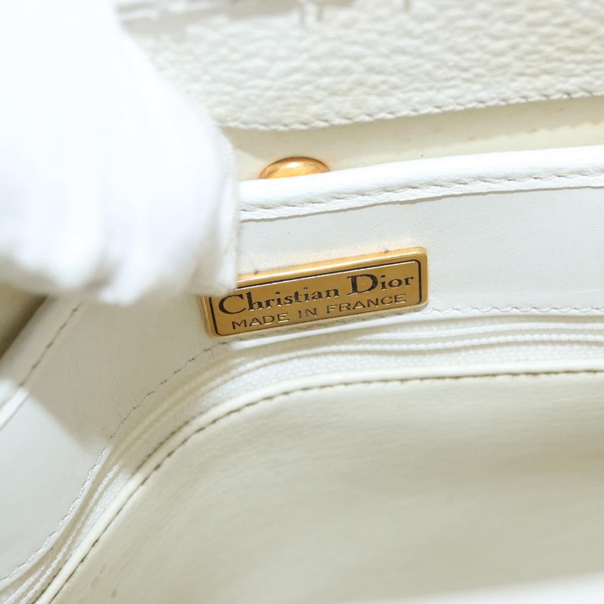 Christian Dior Vintage Leather White_Gold Leather Shoulder Bag Bag (Pre-Owned)