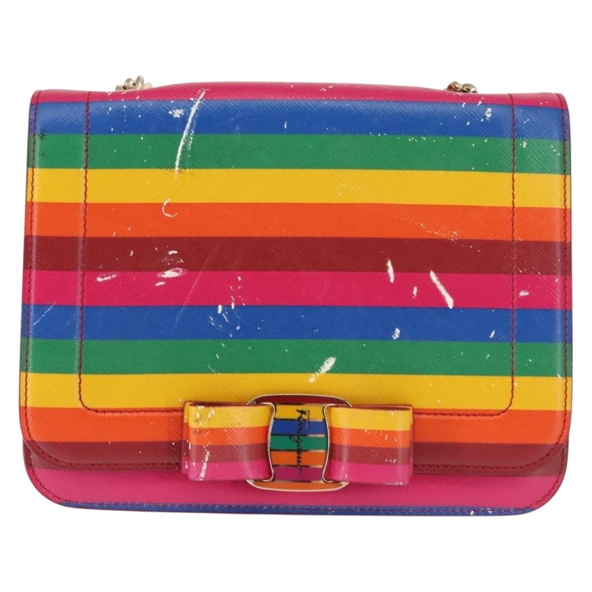 Salvatore Ferragamo Vara Bow Leather Multicolour Leather Crossbody Bag Bag (Pre-Owned)