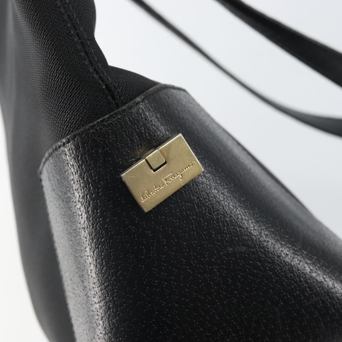 Salvatore Ferragamo Vintage Canvas Black Canvas Tote Bag Bag (Pre-Owned)
