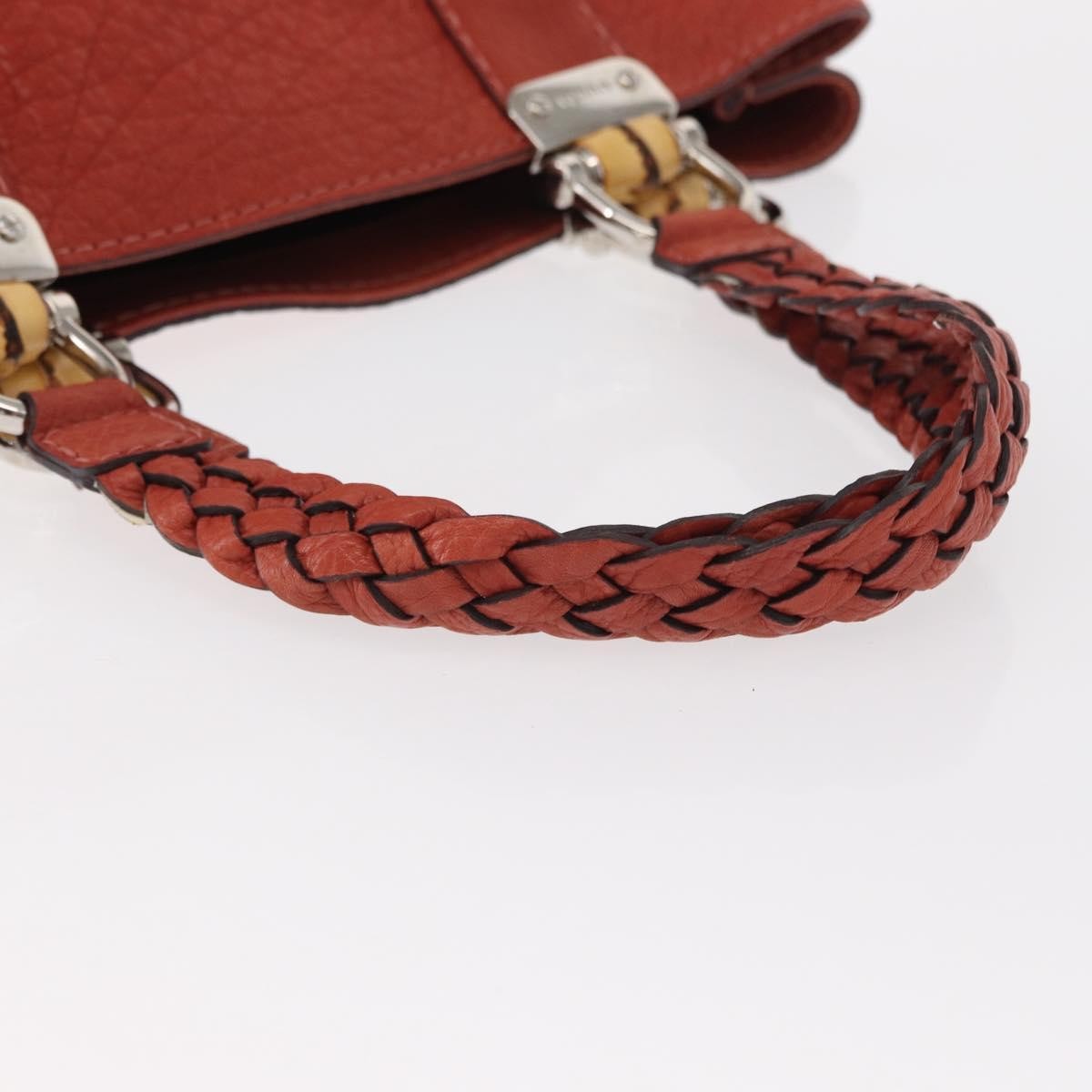 Gucci Vintage Bamboo Handle Leather Red Leather Handbag (Pre-Owned)