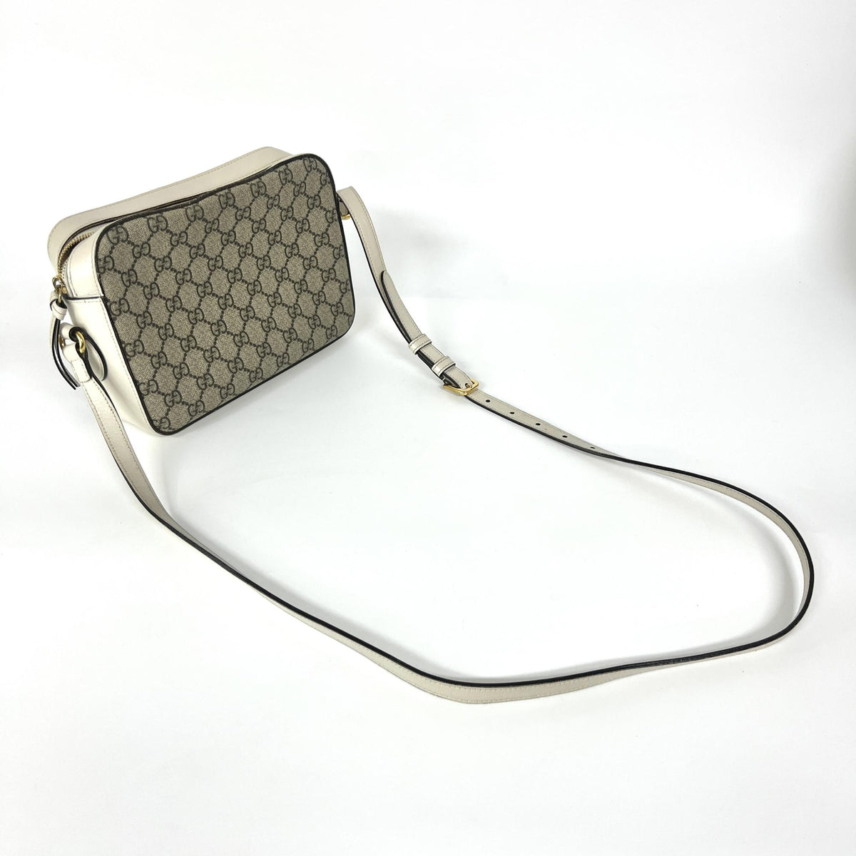 Gucci Horsebit 1955 Flap Pocket Camera Gg Coated Canvas And Leather Beige Canvas Shoulder Bag Bag (Pre-Owned)