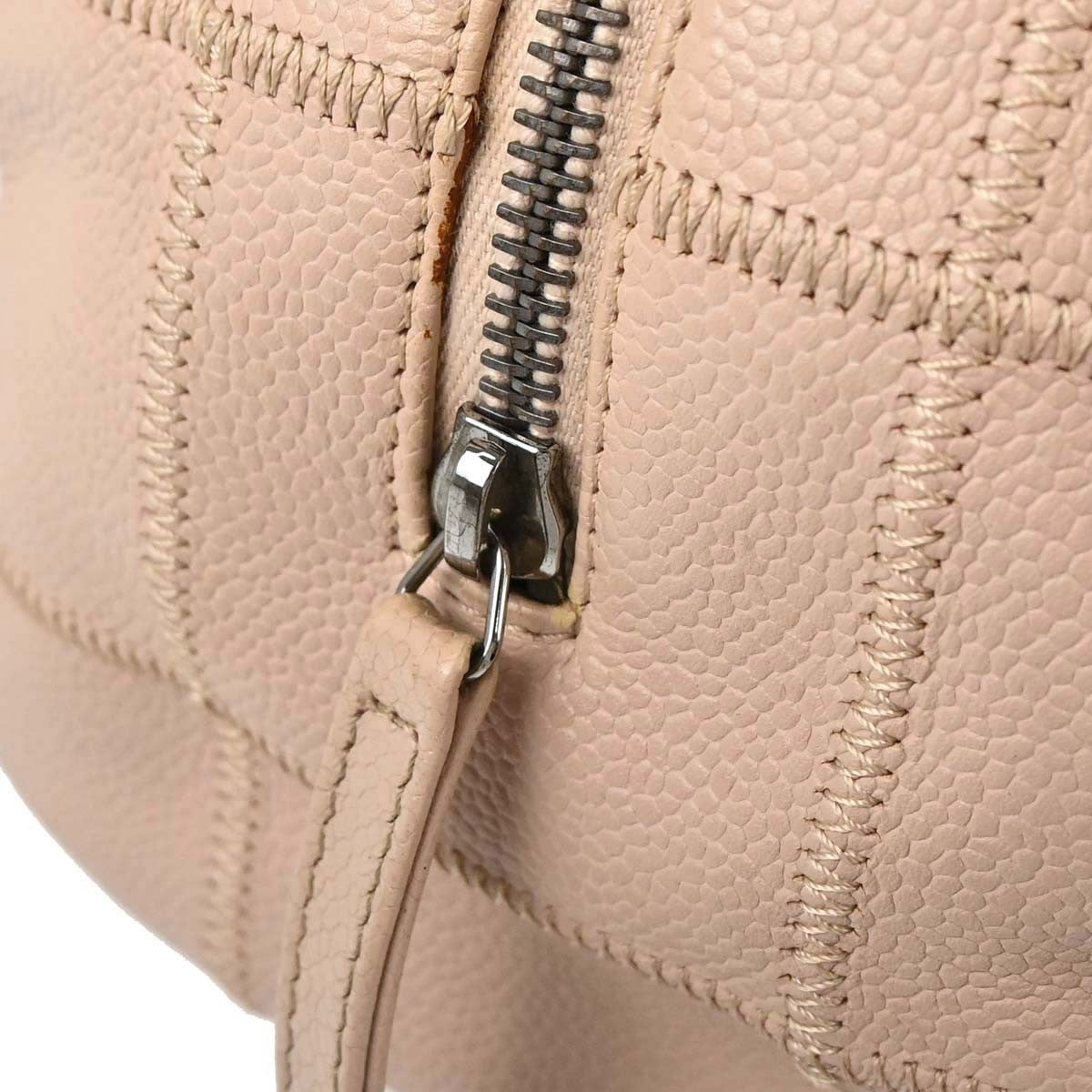 Chanel Square Stitch Bowler Quilted Calfskin Pink Leather Shoulder Bag Bag (Pre-Owned)
