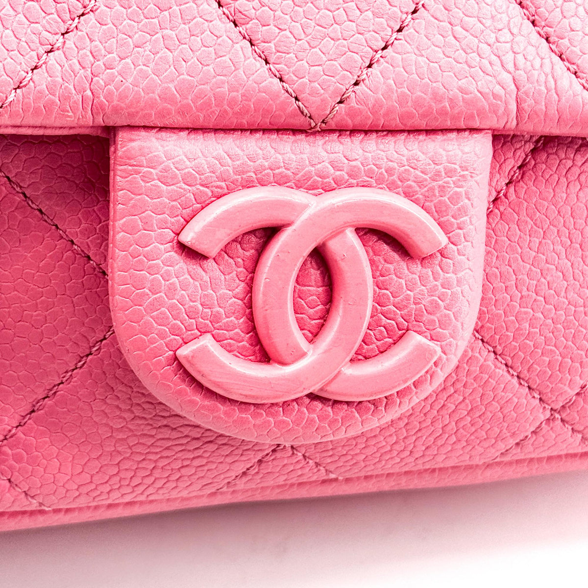 Chanel Classic Square Flap Clutch With Chain Quilted Caviar Pink Calfskin Clutche & Pouche Bag (Pre-Owned)