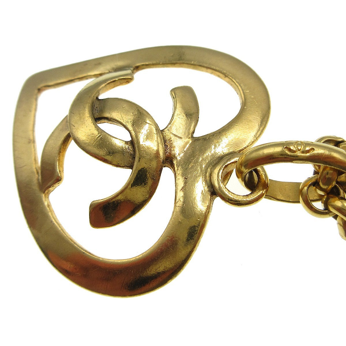 Chanel Cc Heart Pendant Metal Gold Gold_Plated Necklace Jewelry (Pre-Owned)