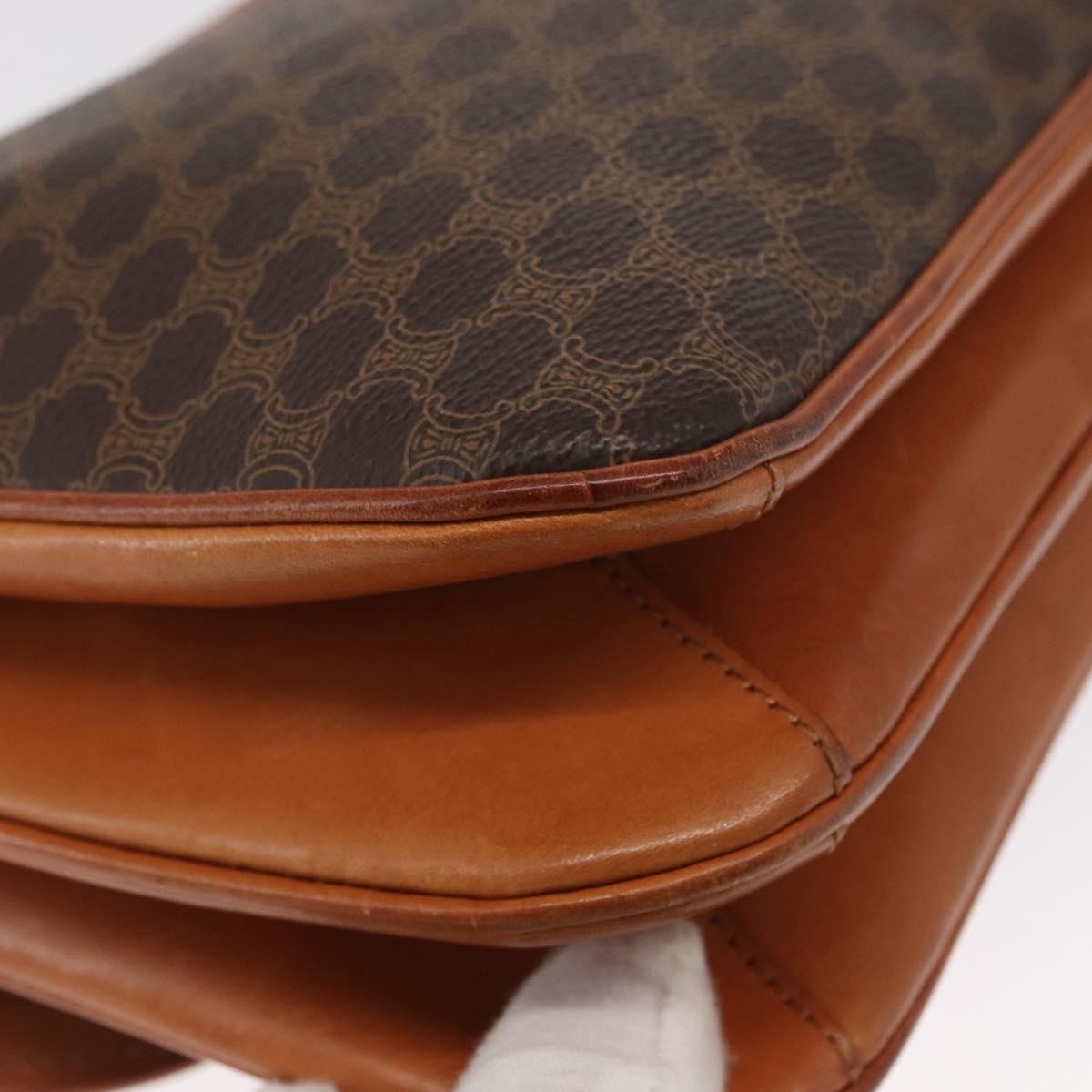 Celine Vintage Macadam Canvas And Leather Brown Canvas Shoulder Bag Bag (Pre-Owned)