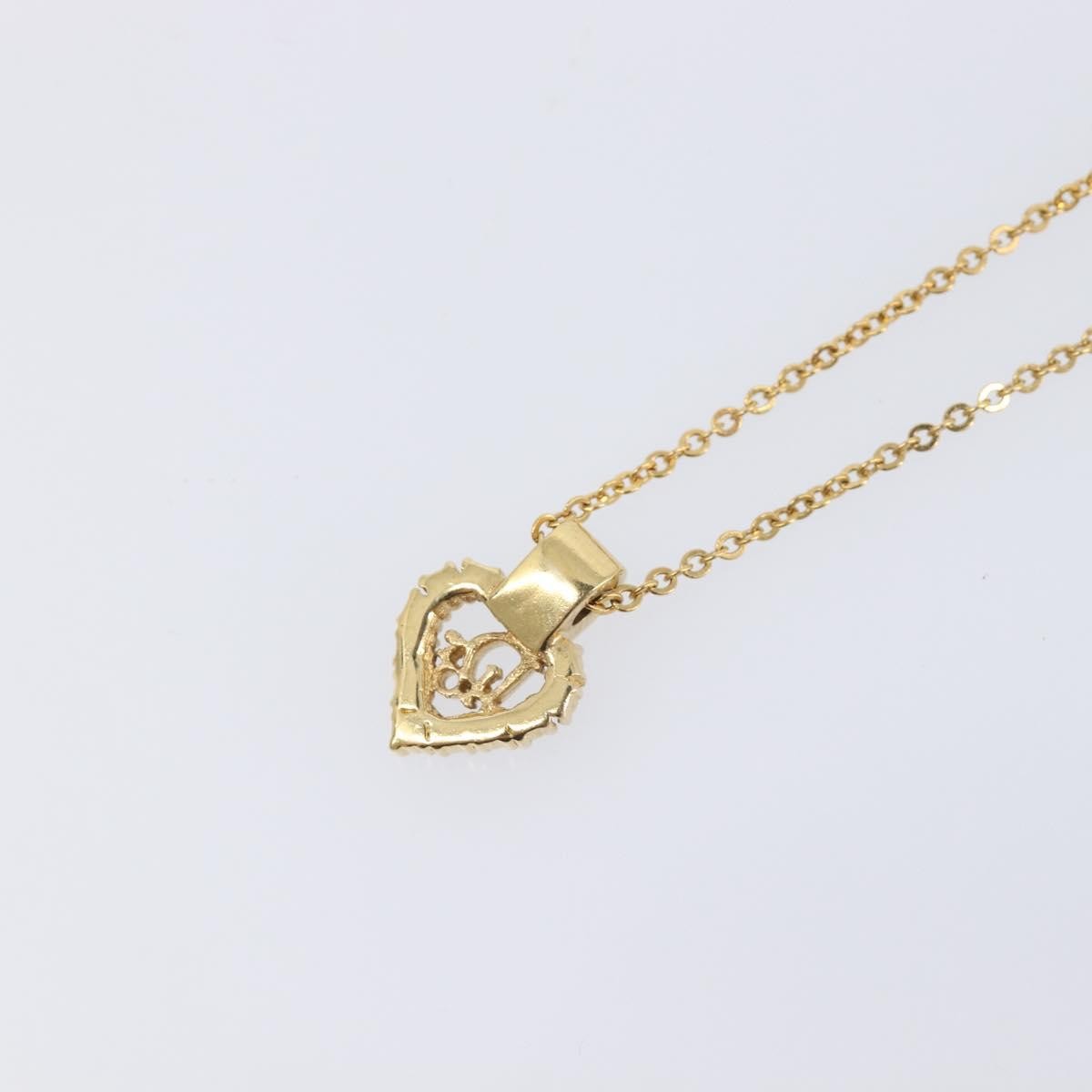 Christian Dior Logo Heart Pendant Metal Gold Metal Necklace Jewelry (Pre-Owned)