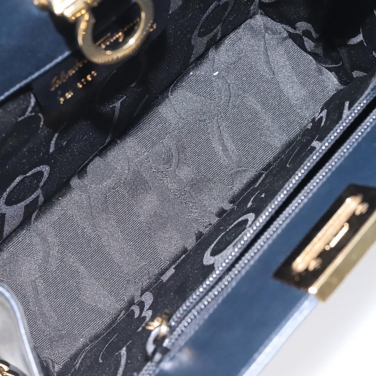 Salvatore Ferragamo Vintage Gancini Chain Leather Navy Leather Shoulder Bag Bag (Pre-Owned)