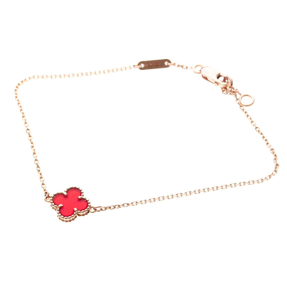 Van Cleef & Arpels Sweet Alhambra 18K Rose Gold And Carnelian Gold Pink_Gold Bracelet Jewelry (Pre-Owned)