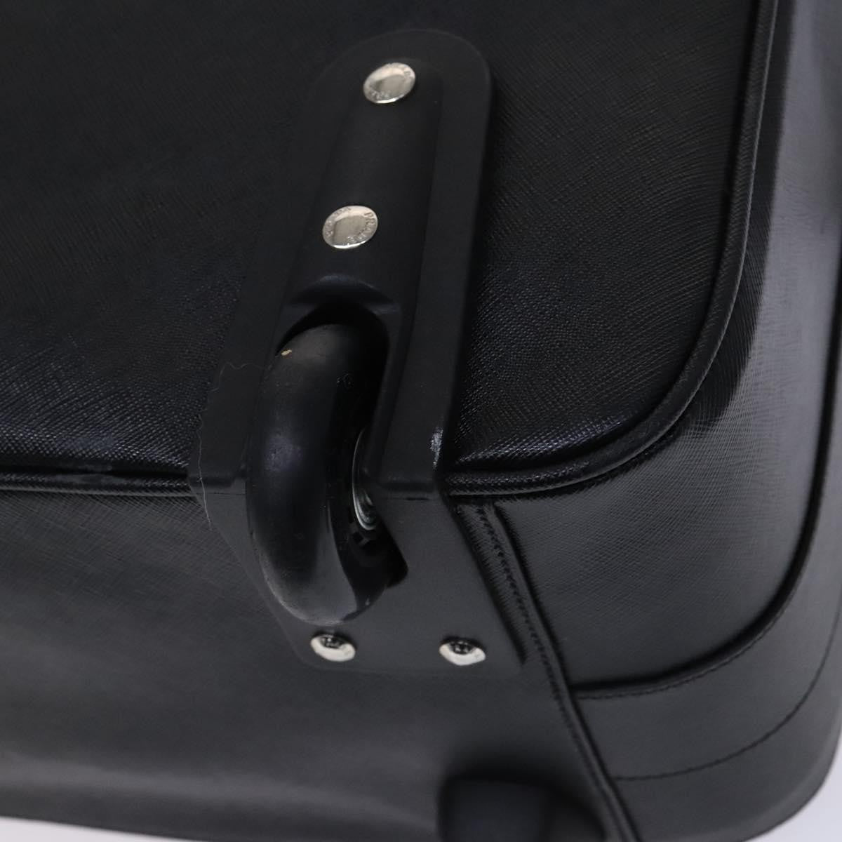 Prada Expandable Front Zip Boston Tessuto Black Leather Travel Bag Bag (Pre-Owned)