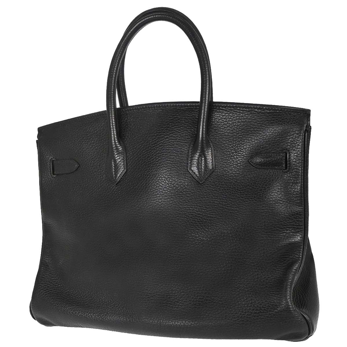 Hermes Birkin Black Clemence With Gold Hardware Black Leather Handbag (Pre-Owned)